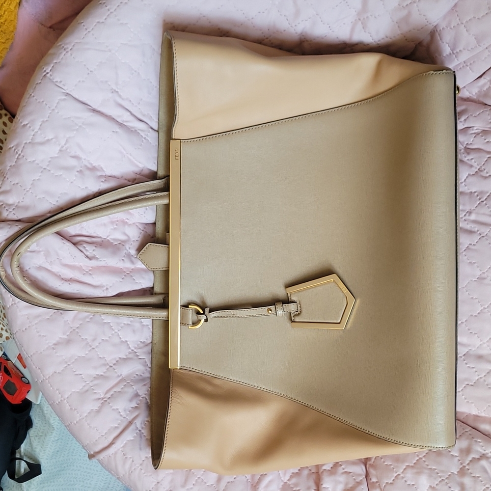 Fendi 2Jours Tan Camel Leather Tote Satchel